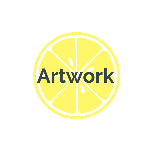 a graphic of a yellow lemon slice with the word 'Artwork'