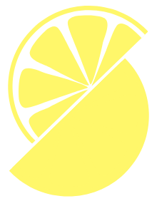 a capital letter S made out of two half lemon slices